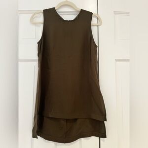 Theory Olive Green Silk Sleeveless Tunic